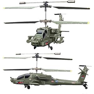 efaso Elicottero RC SYMA S109G Apache Elicottero telecomandato con illuminazione a LED/giroscopio - RC elicottero interno a 3 canali esercito/militare mini elicottero