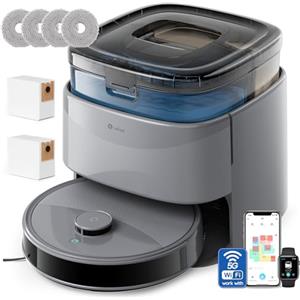 Lefant M3 Robot Aspirapolvere Lavapavimenti con Mappatura, Aspirazione 12000Pa, Doppi Mop Rotanti, Laser dToF, Sensori PSD, Lavaggio Mop 45°C, Autosvuotamento 3,2L, WiFi, Alexa/App, Grigio