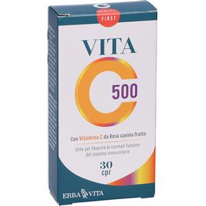 Erba Vita Vita C 500 - Integratore Immunitario con Rosa Canina, 30 Compresse