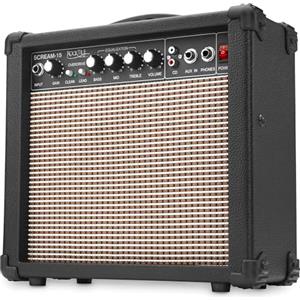 Rocktile Scream 15 Amplificatore per chitarra - Mini combo amplificatore da 15 watt, 2 canali - Portatile, ingresso AUX per MP3/CD, equalizzatore a 3 bande, connessione per cuffie