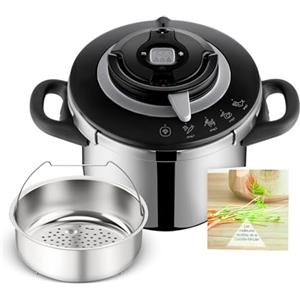 SEB Clipso+ Chef 6L, pentola a Pressione, 4-6 Persone, induzione, 4 programmi di Cottura, Cottura Rapida, Apertura e Chiusura del Coperchio con Una Sola Mano, P4550700