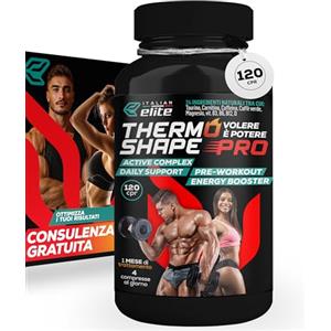 Italian Elite® Thermo Shape Pro 120 cpr. Integratore Alimentare con Estratti Vegetali Vitamine e Minerali. Energia Focus Pre Workout. Caffeina, Carnitina, Taurina, Bromelina, Magnesio - Uomo e Donna.