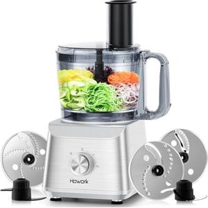 Howork Robot da Cucina multifunzione 1500W, Multifunzione di Grande Capacità, Per Tritare, Affettare, Sminuzzare, Tritare, Frullare, Sminuzzare,Farcire e Impastare, Acciaio Inox Argenteo