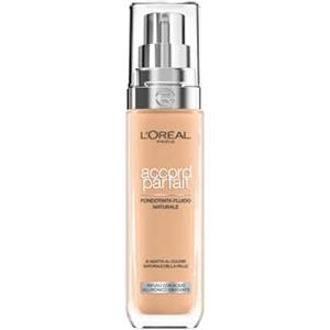 L'Oreal Paris L'Oréal Paris Fondotinta Liquido, Incarnato Uniforme e Illuminato, Finish Naturale, Per Tutti i Tipi di Pelle, Formula con Acido Ialuronico, Accord Parfait, Tonalità: 5N Sand