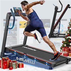 Decorcn Tapis roulant professionale per la casa Decorcn, pieghevole, con inclinazione, motore silenzioso, piano di corsa di grandi dimensioni,WiFi, Bluetooth, APP, marchio di qualità tedesco