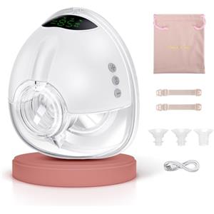 Lulia Tiralatte Elettrico Indossabile 4 Modalità e 9 Livelli, 350 mmHg Forte Potenza di Aspirazione, senza BPA, Funzioni di Memoria, Portatile Tiralatte con 4 17/19/21/24mm Flange (Bianco-1 Pezzo)