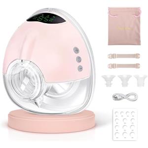Lulia Tiralatte Elettrico Indossabile 4 Modalità e 9 Livelli, 350 mmHg Forte Potenza di Aspirazione, senza BPA, Funzioni di Memoria, Portatile Tiralatte con 4 17/19/21/24mm Flange (Rosa-1 Pezzo)
