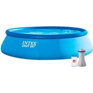 Intex 26166NP - Piscina Fuori Terra Easy Set Rotonda, Pompa Filtro 3785 L/h, Scaletta, Telo Base e Copertura, 12430 L, PVC, Azzurro, 457x107 cm