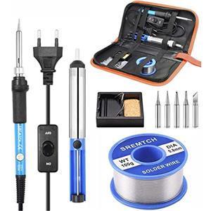 SREMTCH Saldatore a Stagno,Saldatura Kit con Temperatura Regolabile 200℃〜450℃ Saldatore Professionale con interruttore ON/OFF Accessori Vari e Borsa per il Trasporto per la Manutenzione Elettronica