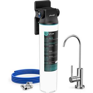 Frizzlife SW15F filtro per acqua sotto il lavello con rubinetto in nichel spazzolato, certificato NSF/ANSI 53&42, riduce al 99,99% piombo, cloro, cattivo gusto e odore, 16K galloni, 0,5 micron