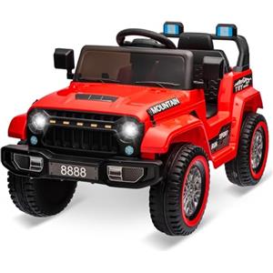 RBFGYIOP Macchina Elettrica per Bambini 3-8 Anni 12V, Telecomando Genitori, Doppio Motore 2x35W, Auto Elettrica per Bambini, Musica Wireless, Sospensione, LED, Cintura di Sicurezza, Colore Rosso