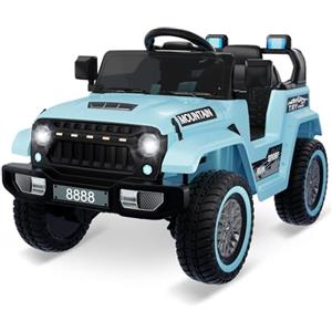 RBFGYIOP Macchina Elettrica per Bambini 3-8 Anni 12V, Telecomando Genitori, Doppio Motore 2x35W, Auto Elettrica per Bambini, Musica Wireless, Sospensione, LED, Cintura di Sicurezza, Colore Blu