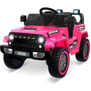 RBFGYIOP Macchina Elettrica per Bambini 3-8 Anni 12V, Telecomando Genitori, Doppio Motore 2x35W, Auto Elettrica per Bambini, Musica Wireless, Sospensione, LED, Cintura di Sicurezza, Colore Rosa