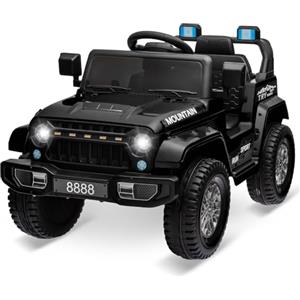 RBFGYIOP Macchina Elettrica per Bambini 3-8 Anni 12V, Telecomando Genitori, Doppio Motore 2x35W, Auto Elettrica per Bambini, Musica Wireless, Sospensione, LED, Cintura di Sicurezza, Colore Nero