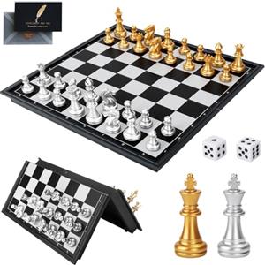 JOTOL Scacchiera Magnetica,Scacchiera Pieghevole,Dama Gioco da Tavola,Portatile Chess Board Set,Scacchi da Viaggio per 6 + Anni Bambini e Adulti (25cm x 25cm)