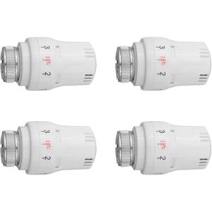 Filteilect 4X Valvole Termostatiche per Radiatori M30x1.5 Testa di Controllo Temperatura Riscaldamento con 5 Livelli Regolabili, Costruzione in Lega e Plastica, Energia Antigelo