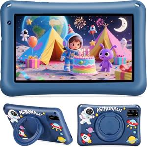 BRILLAR Tablet Bambini 7 Pollici Android 13 | Octa Core 8GB RAM 64GB ROM Espandibile 256GB, Schermo IPS Occhi Protetti, Controllo Parentale, Custodia Antiurto Blu, Tablet Educativo