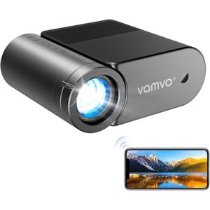 Vamvo Proiettore portatile, Videoproiettore WiFi 1080P 200" Movie Projector, Proiettore all'aperto con design elegante e snello, compatibile con telefono/tablet/laptop/TV Stick