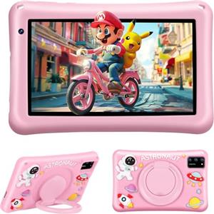 BRILLAR Tablet Bambini 7 Pollici Android 13 | Octa Core 8GB RAM 64GB ROM Espandibile 256GB, Schermo IPS Occhi Protetti, Controllo Parentale, Custodia Antiurto Rosa, Tablet Educativo