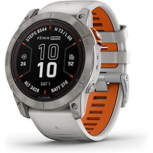 Garmin fēnix 7X Pro Sapphire Solar, smartwatch GPS multisport, torcia integrata, capacità di ricarica solare, grigio nebbia/arancione ember