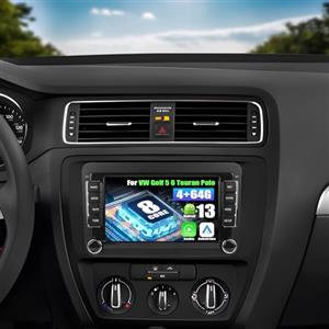 CAMECHO 8 Core 4+64G Android 13 Autoradio con CarPlay/Android Auto/DSP per VW Golf 5 6 Touran Polo,7 Pollici HD Navigatore GPS WiFi Bluetooth 5.0 USB FM RDS Radio Mirror Link +32 Bande EQ