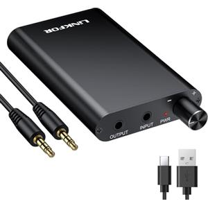 LiNKFOR LiNLFOR Amplificatore Cuffie Portatile con Ricarica Type-C e 1500mAh, 16-300Ω Amplifier per Cuffie HiFi in Lega di Alluminio con Doppio Guadagno per l'Audio di Smartphone, Computer, MP3