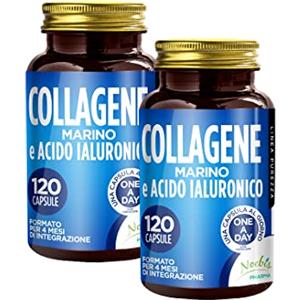 Noebis Pharma Collagene Marino e Acido Ialuronico: Integratore per Pelle, Ossa e Articolazioni | 2 x 120 Capsule