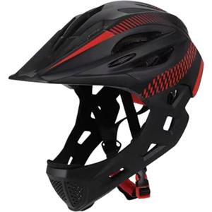 pistro Casco da Bici per Bambini Casco da Bicicletta Elegante, Casco Integrale Ciclismo per Bicicletta Pattinaggio a Rotelle All'aperto- nero rosso