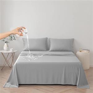 DUJUIKE Lenzuolo impermeabile, resistente ai peli di animali domestici, per cani e gatti, coprimaterasso per bambini, in tessuto impermeabile e traspirante (grigio, Queen 200 x 230 cm)