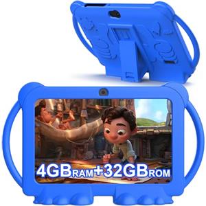RUIQIAI Tablet per bambini 2026, tablet Android 12 per bambini da 7 pollici, 4+32 GB di ROM (1 TB di espansione), bambino con controllo parentale, BT, WiFi, doppia fotocamera, custodia antiurto, app
