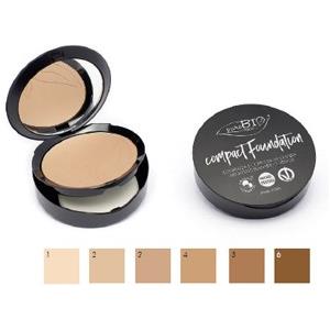 PuroBio Compact Foundation 9 g - Fondotinta Compatto Leggero con Coprenza Modulabile per Pelli Normali e Grasse
