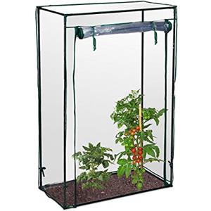 Relaxdays Serra per Pomodori, Giardino, Balcone, Telo Orto Trasparente, HLP 150x100x50 cm, Acciaio e PVC, Trasparente