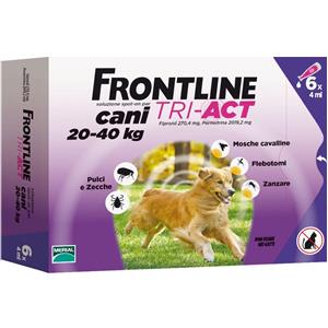 Frontline Tri-Act Antiparassitario Spot-On per Cani 20-40 kg - 6 Pipette da 4 ml con Fipronil e Permetrina