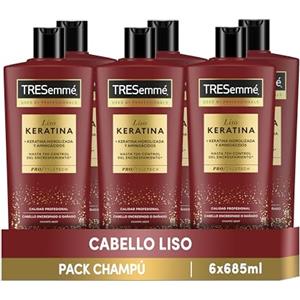 TRESemmé Shampoo Liso Keratina per capelli crespi o danneggiati con olio di Marula e Keratina, confezione da 6 x 685