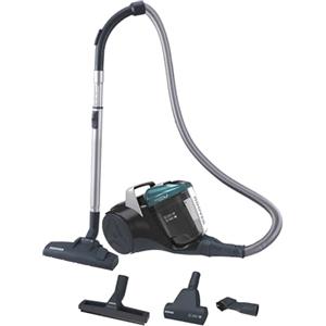 Hoover BR71_B30, Aspirapolvere a traino senza sacco, 700 W, 2 litri capacità bin, 78 Decibel, Mini turbo spazzola, Nero/Verde/Grigio Fumo