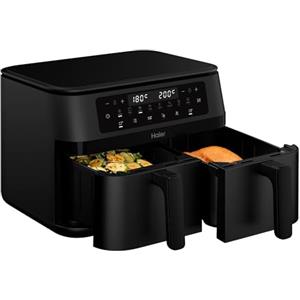 Haier Friggitrice ad aria calda 2 camere I 11 L Airfryer a doppia camera I 8 in 1 I friggere, grigliare, arrostire, cuocere, disidratare, riscaldare, friggitrice ad aria calda Duo con rivestimento