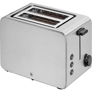 WMF Stelio Tostapane 2 fette in acciaio inox, doppia fessura con inserto per panino, funzione bagel, 7 livelli di doratura, 900 W, tostapane in acciaio inox opaco