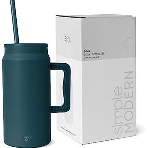 Simple Modern Tazzo Termico con Manico e Cannuccia, Brocca d'Acqua Grande in Acciaio Inossidabile Isolata, Regali per Donne & Uomini, Trek Collezione, 1480ml, Riptide