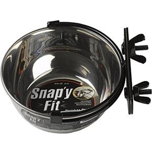 MidWest Homes for Pets Snap'y Fit - Ciotola per cibo o acqua in acciaio inox, 295 ml, montaggio su gabbie metalliche, design senza punta, resistente alla ruggine, per cani e gatti di piccola taglia
