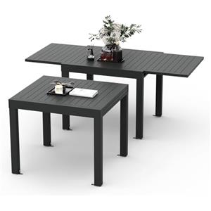 Devoko Tavolo da giardino, allungabile, 80/160 X 80 X 75 Cm, piccolo tavolo allungabile, alluminio, per balcone, resistente alle intemperie, allungabile, tavolo da pranzo per esterni, Grigio scuro