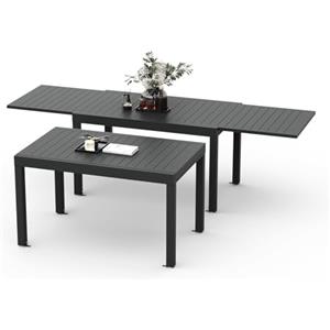 Devoko Tavolo da pranzo allungabile 130 X 80 X 75 Cm, tavolo da balcone in alluminio, resistente alle intemperie, allungabile fino a 260 cm, gambe regolabili, Grigio scuro