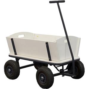 Sunny Billy Beach Wagon Grigio | Carrello da Giardino, Spiaggia | In Legno, 4 ruote, da Esterno, da Mare| 94x61x97cm - Max 100kg