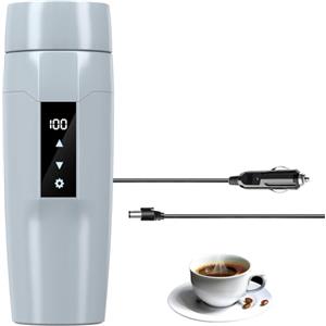 Rauwseul 12V bollitore acqua elettrico per auto con controllo temperatura, 40~100℃ regolabile, mini tazza acqua elettrica portatile, anti-perdita, 80W tazza isolante riscaldamento rapido, spegnimento
