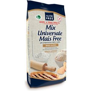 Nutrifree Mix Universale Mais Free 800 g - Farina senza glutine per pane, pasta e pizza, senza lattosio e OGM