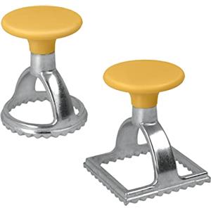 Metaltex - Coppapasta per Ravioli, Forma Tonda/Quadrata, in Acciaio Inox, 2 pz, Colore: Giallo