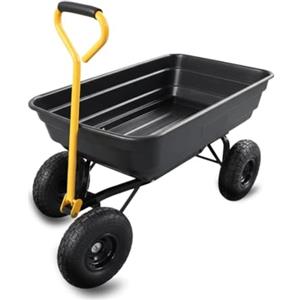 Ecovelo' CARRELLO DA GIARDINO A MANO RIBALTABILE PORTATA 180 KG CARRIOLA CARRETTO GIARDINAGGIO RIMORCHIO A MANO