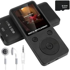 Wowsofty 32 GB Lettore MP3 con Bluetooth,lettore audio digitale MP3 con altoparlante schermo,Radio FM, Registratore Vocale, Design Mini, Espandibile fino a 128GB,nero