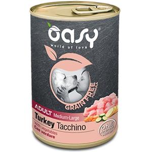 Oasy Umido Cane GRAIN FREE ADULT MEDIUM/LARGE TACCHINO Lattina 400 gr Prezzo x 12 unità