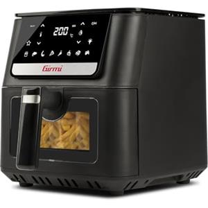 Girmi FG84 Friggitrice ad Aria Ecofrit Crisp, 6,5 Litri, 1700W, Display digitale, 8 programmi, Partenza Ritardata, Vassoio Rialzabile, Timer, Temperatura regolabile, BPA/PFOA Safe, Ricettario incluso