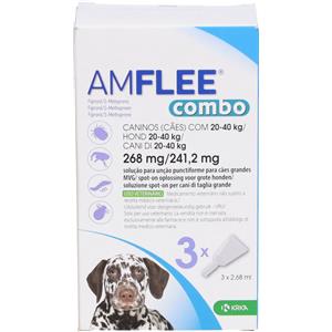 KRKA Amflee Combo Spot-On 3 Pipette 20-40 Kg - Antiparassitario per Cani con Fipronil e S-metoprene